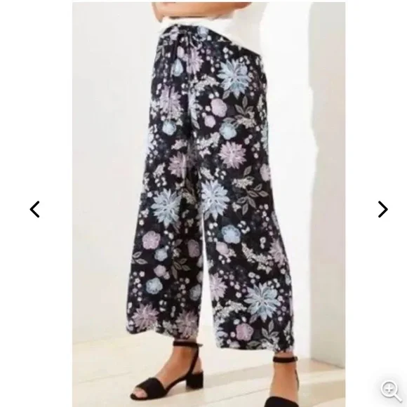 LOFT Floral Wide Leg Ankle Pull- On Pants, Size M, NWOT - Picture 1 of 15